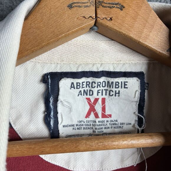 Vintage Y2K Abercrombie & Fitch Rugby Shirt Mens XL Long Sleeve Striped Polo - Picture 3 of 9